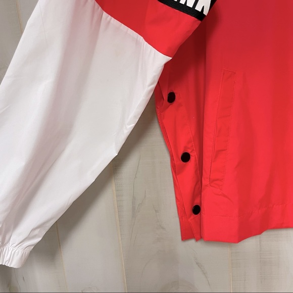 VS Pink Coral Neon Orange Full Zip Hooded Windbreaker Anorak Jacket M/L - Picture 7 of 7